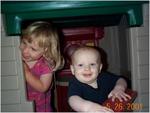 Laurel and Hazen playing in the house